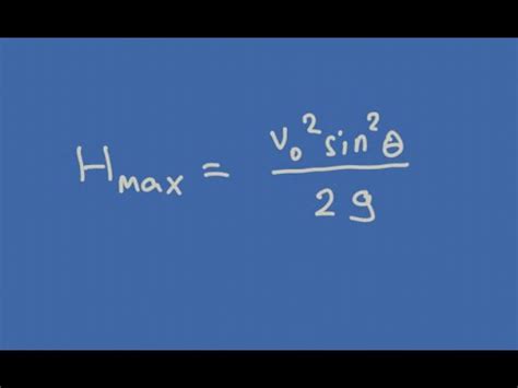 Hmax Formula Derived For Projectile Motion Twice Youtube