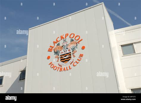 Blackpool Football Clubs Bloomfield Road Stadium Set Against A Blue Sky