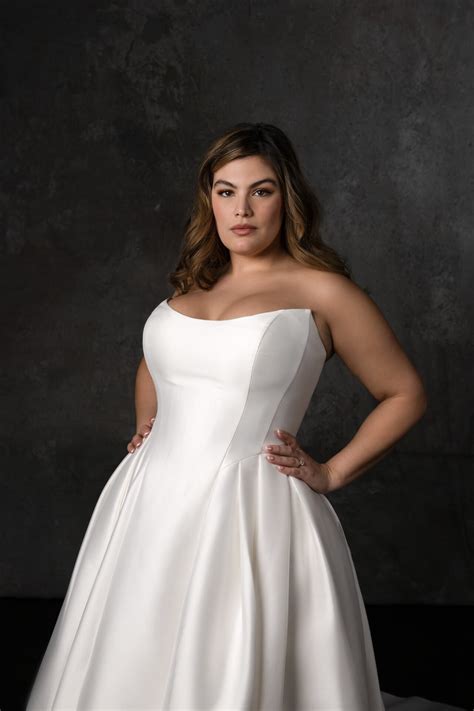 D4265 Strapless Mikado Ballgown Wedding Dress with Cat-Eye Neckline and
