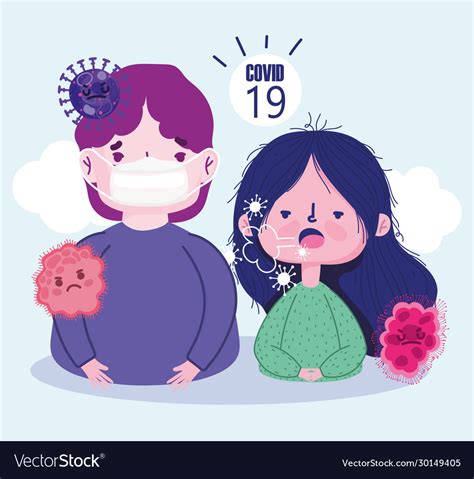 Virus covid19 19 pandemic cartoon girl coughing Vector Image