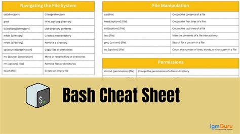bash cheat sheet linux commands  scripting guide