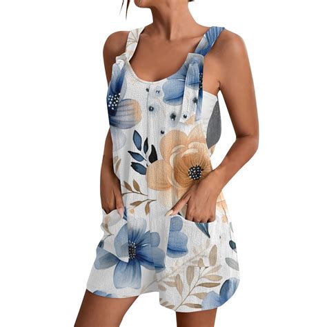 ZKIRBJV Rompers for Women Lounge Strap Adjustable Short Overalls Denim