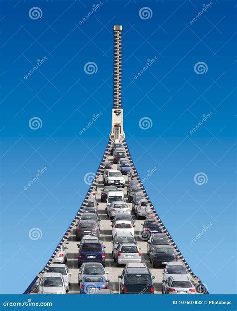 Traffic Blocked in the Highway Stock Photo - Image of road, zipper