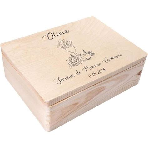 Boite Personnalis E Rangement Souvenir En Bois Communion X X