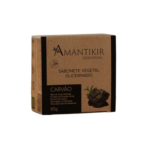 Sabonete Glicerinado Vegetal Carvão Ativado Amantikir Natural