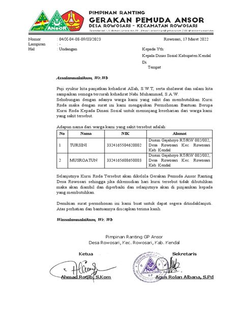 Permohonan Kursi Roda | PDF