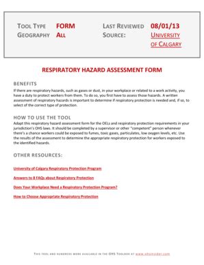 Fillable Online Respiratory Hazard Assessment Bformb Benefits OHS