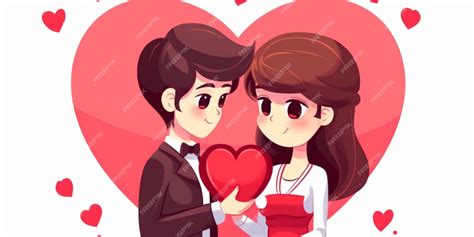 Premium AI Image | cute cartoon couple at valentine day illustration ...