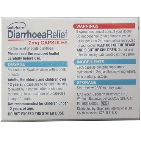 Galpharm Diarrhoea Relief 2 Mg Capsules Loperamide Hydrochloride Rapid