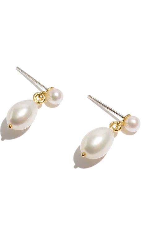 Madewell Delicate Collection Demi Fine Freshwater Pearl Drop Earrings