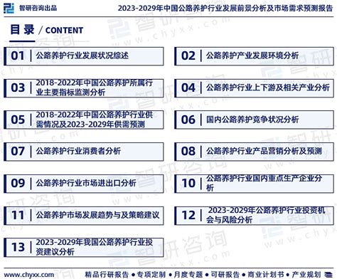 2023年中国公路养护行业现状及未来发展趋势研究报告（智研咨询发布） 由智研咨询专家团队精心编制的《2023 2029年中国公路养护行业发展