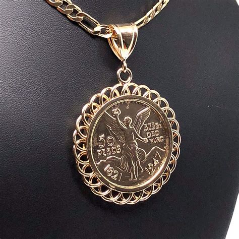 Gold Plated Mexican Centenario Coin Pendant Chain Centenario Necklace – Fran & Co. Jewelry