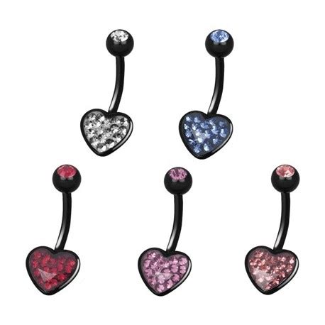 Piercing Nombril Crystal Evolution Swarovski Noir Coeur