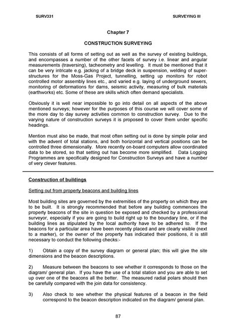 Ch7 Construction Lecture Notes 7 Chapter 7 CONSTRUCTION SURVEYING