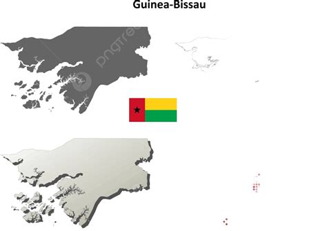 Guinea Bissau Outline Map Set Vector Isolated West Africa Vector