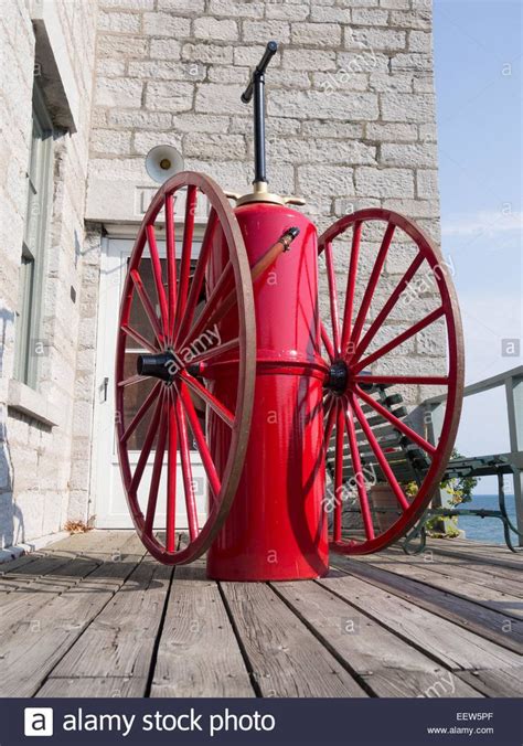 Antique Fire Fighting Equipment In Red Hand Pump Fire Antiques