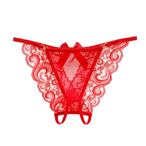 Ameiaea Womens Low Rise G String Thong See Through Lace Underwear