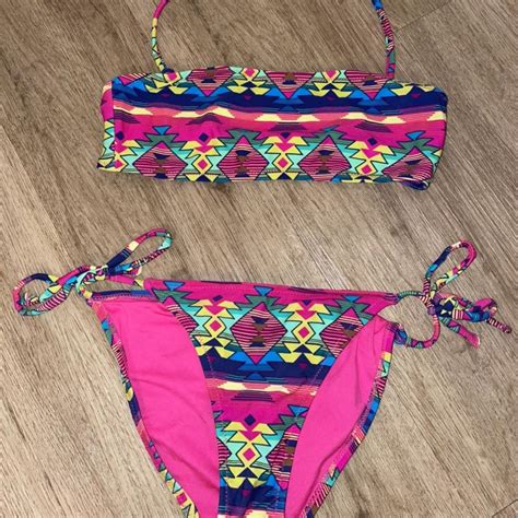 Forever 21 Multi Coloured Bikini Size S Looks Depop