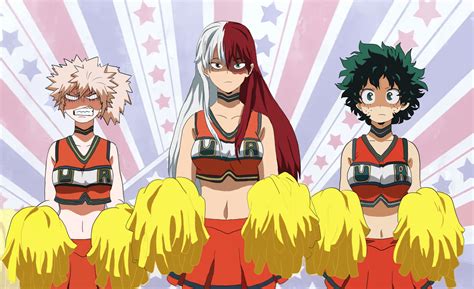 Genderbend Todoroki Bakugou And Deku In Cheer Uniforms I Tried To Stay As Close To The Og Art