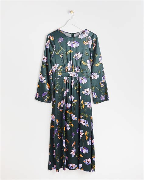 Twilight Bloom Floral Green Midi Dress | Oliver Bonas