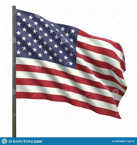 Bandera De Eeuu En Fondo Blanco 3drendering Stock De Ilustración Ilustración De Poste