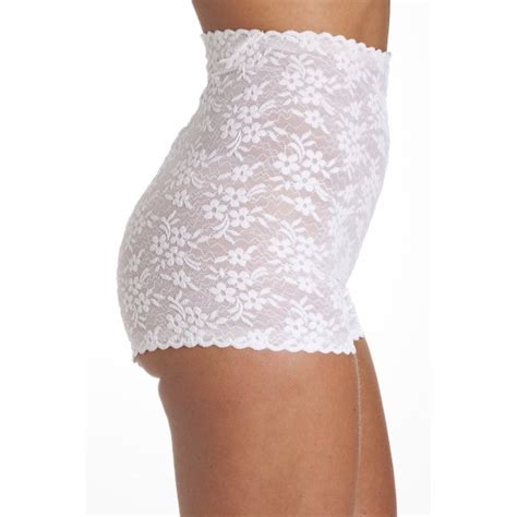 Womens White High Waist Floral Lace Brief