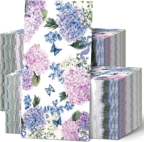 Amazon Hotop 200 Pack Purple Hydrangea Napkins For Guests Floral