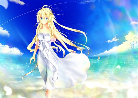 Wallpaper Illustration Blonde Long Hair Anime Girls Angel Ia