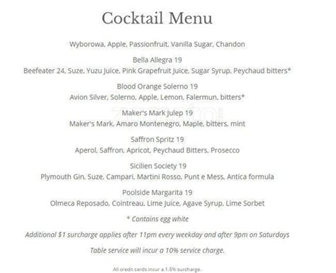 Pool Club - The Ivy Menu, Menu for Pool Club - The Ivy, CBD, Sydney ...