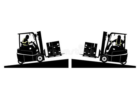 Forklift Travelling On A Slope Stock Vector Illustration Of Load