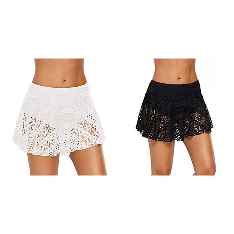 2 Pack Kcodviy Bottom Bikini Swimsuit Lace Womens Skirted Swimsuit Bottoms Skirt Short Swim