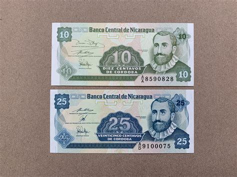 2 Tiny Nicaraguan Cordoba Banknote Set. Nicaragua Currency | Etsy