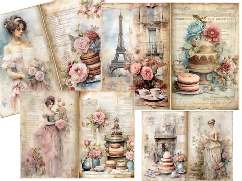 Paris Junk Journal Kit Vintage Paris Junk Journal Crafting Papers