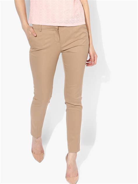 Buy Beige Solid Skinny Fit Chinos Trousers For Women 7177508 Myntra