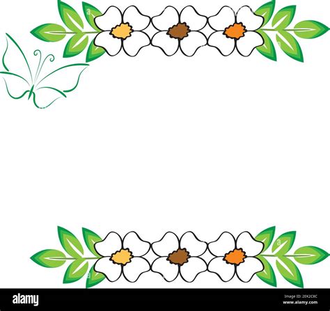 Vector Flowers Butterfly Border Frame Care Background Design Stock