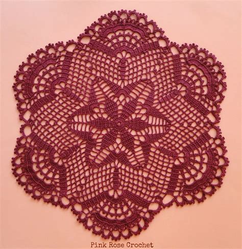 Pink Rose Crochet Centrinho Festivo Flor Estrela