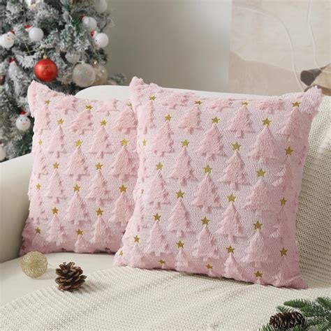 Amazon Allorry Christmas Pillow Covers 18 X 18 Inch Set Of 2 Pink