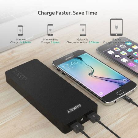 Aukey Portable 10 000mAh Dual USB Qualcomm Quick Charge 2 0 Power Bank