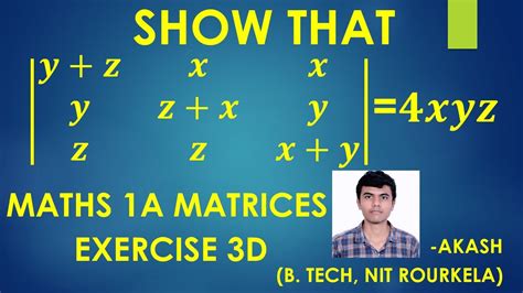 Maths 1A Matrices Exercise 3d Section 2 Question 3 Solution In Telugu