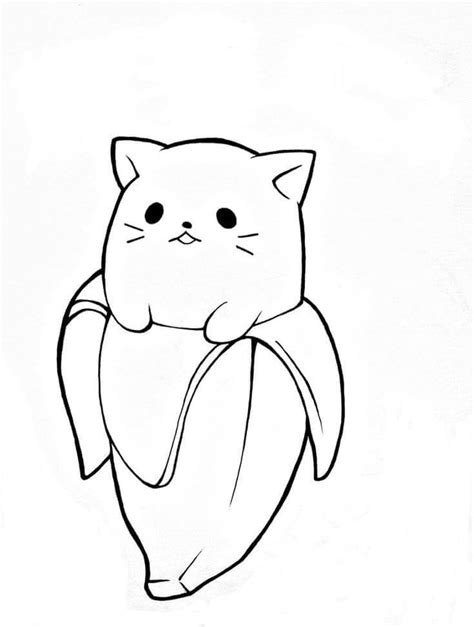 Banana Kawaii Gato Para Colorir Imprimir E Desenhar Colorir Me