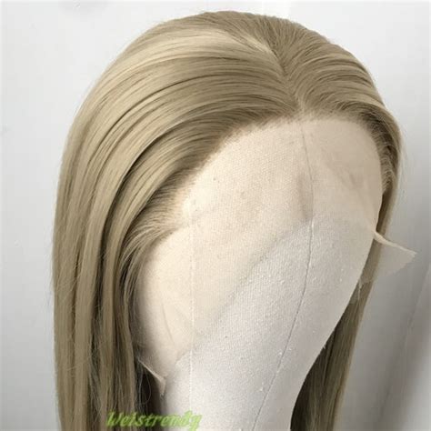 Long Straight Blonde Lace Front Wig Etsy