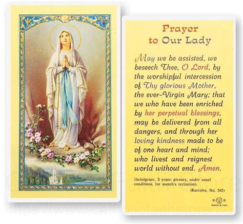 Prayer To Our Lady Of Lourdes Laminated Prayer Cards 25 Pack