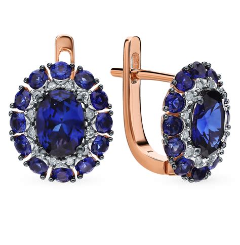 Золотые серьги с сапфирами и бриллиантами БРИЛЛИАНТЫ ЯКУТИИ 30062-C5R ...