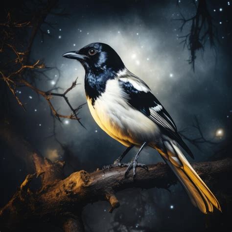 Premium AI Image | A magpie with black and white colors wallpaper