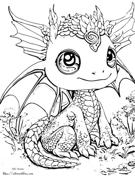 Dragón Bebé para colorear GRATIS DESCARGA INMEDIATA Color Dreams