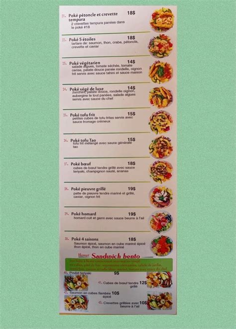 Menu At Hawaii Poke Restaurant Montr Al