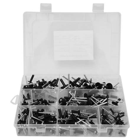 200 Pcs Black Blind River Kit High Strength Round Head Blind Rivet Assortment Kit