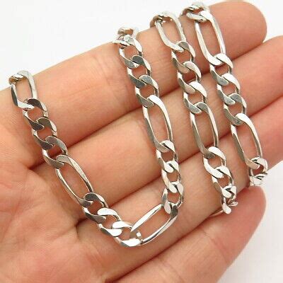 Sterling Silver Italy Han Figaro Chain Necklace Ebay