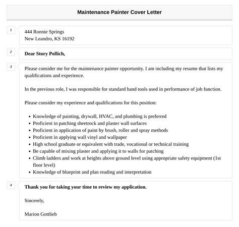 Maintenance Painter Cover Letter Velvet Jobs