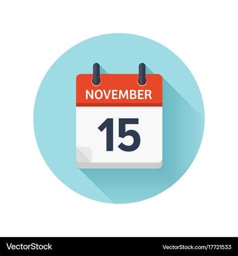 November 15 flat daily calendar icon date Vector Image